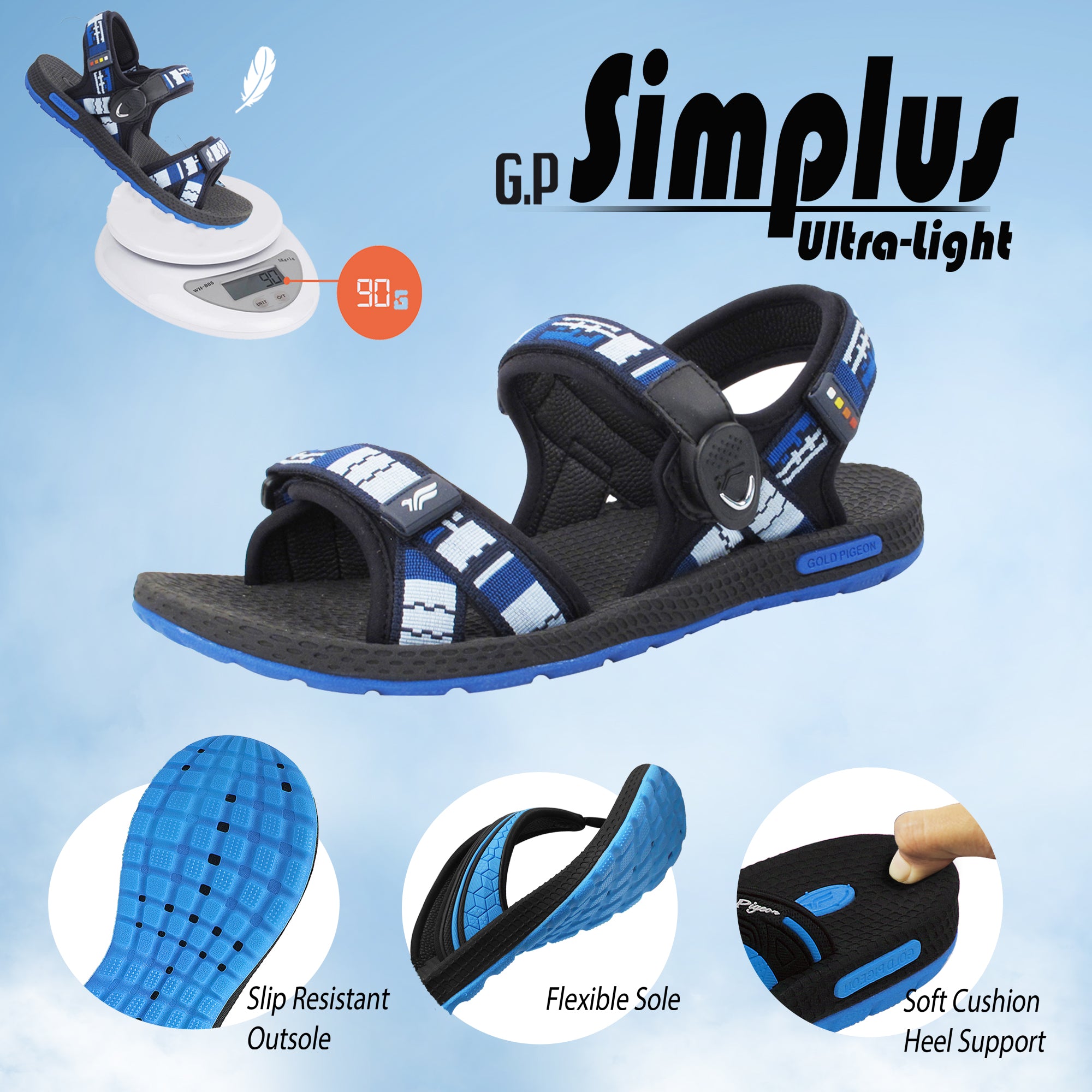 Simplus+ Sandals – Gold Pigeon Shoes